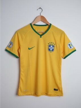 Brazil 2014 FIFA World Cup Brazil Soccer Embroidered Yellow Home Nike Jersey